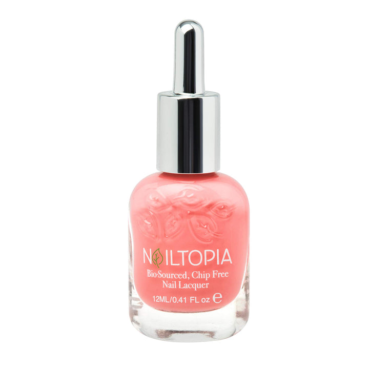 Nailtopia - Plant-Based Chip Free Nail Lacquer - Non Toxic, Bio-Sourced, Long-Lasting, Strengthening Polish - Lilita From Nolita (Coral With Pink Undertones) - 0.41oz