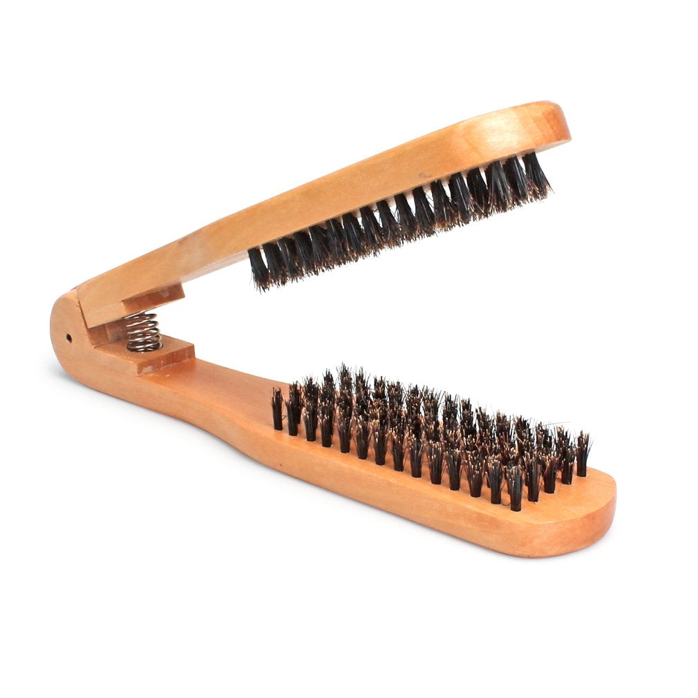 Amariver DIY Salon Hairdressing Hair Straightener Wooden Anti-static Dual-Brush Comb