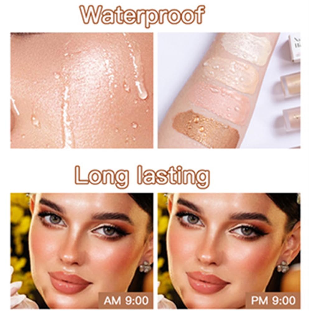 Mysense Liquid Highlighter Makeup, Natural Luminous Face Body Highlighter, Silky Smooth Lightweight Luminizer, Waterproof Long Lasting Face Illuminator Make up, #01 Moonlight White