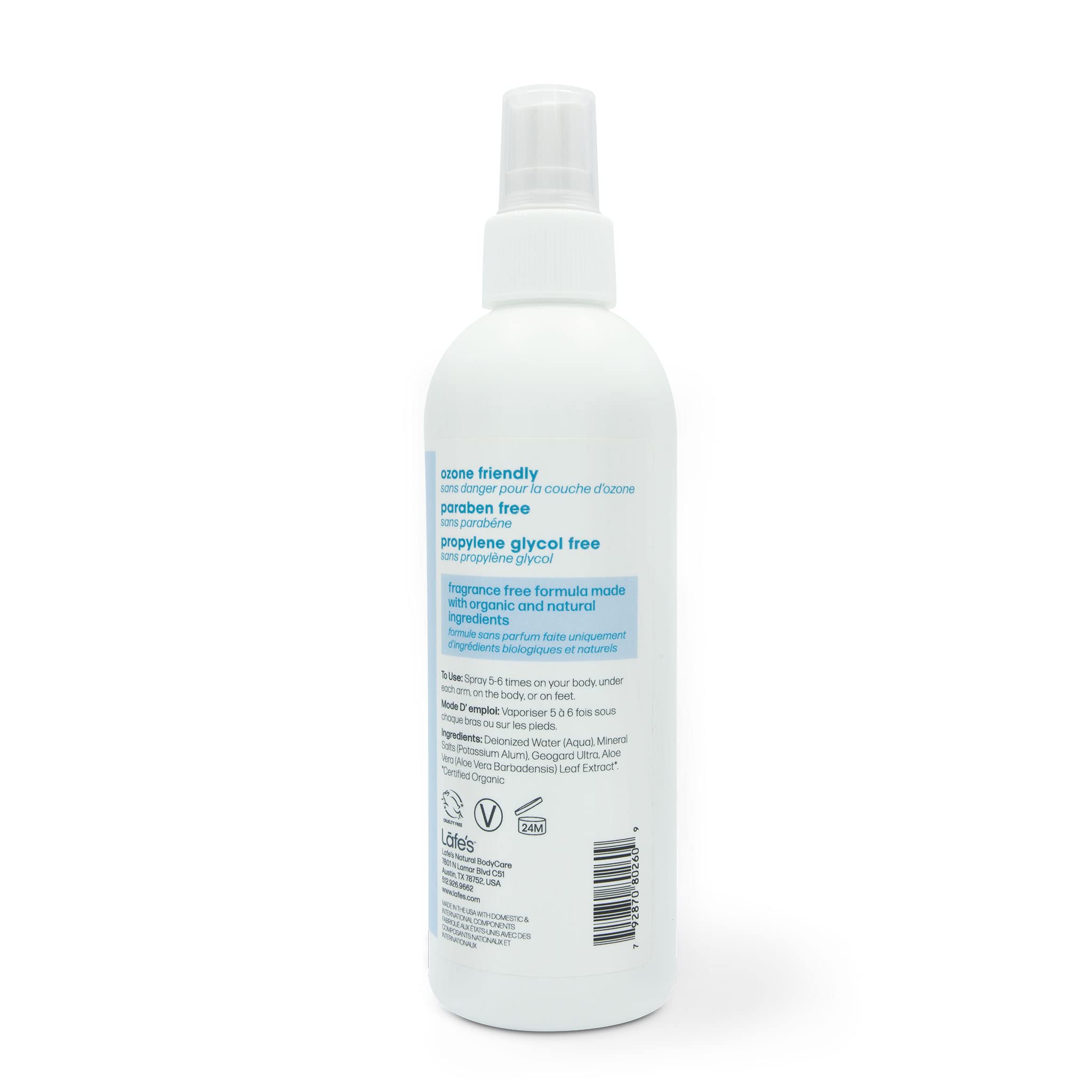 Lafes Deodorant Spray with Aloe Vera, 8 Ounce