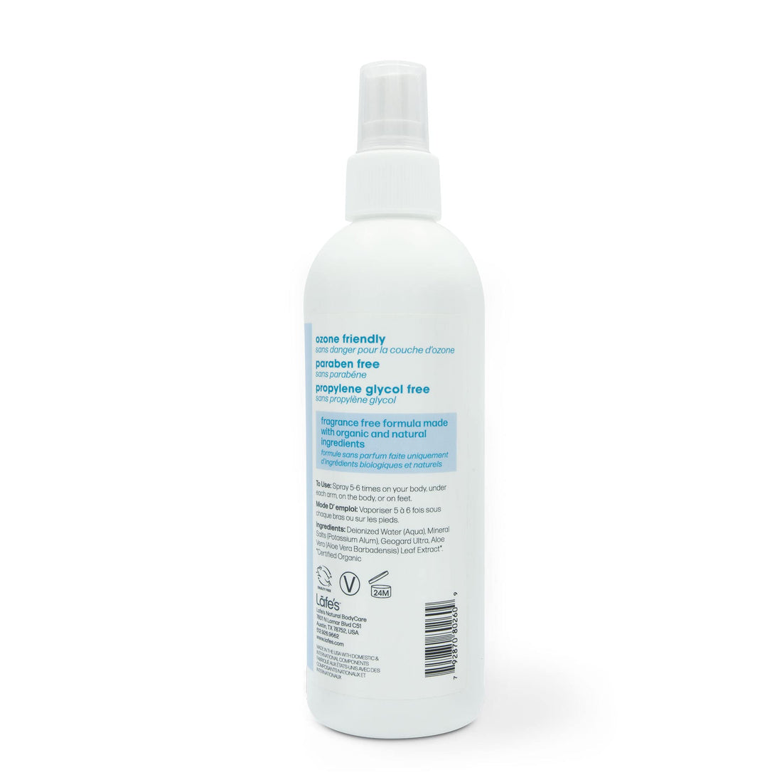 Lafes Deodorant Spray with Aloe Vera, 8 Ounce