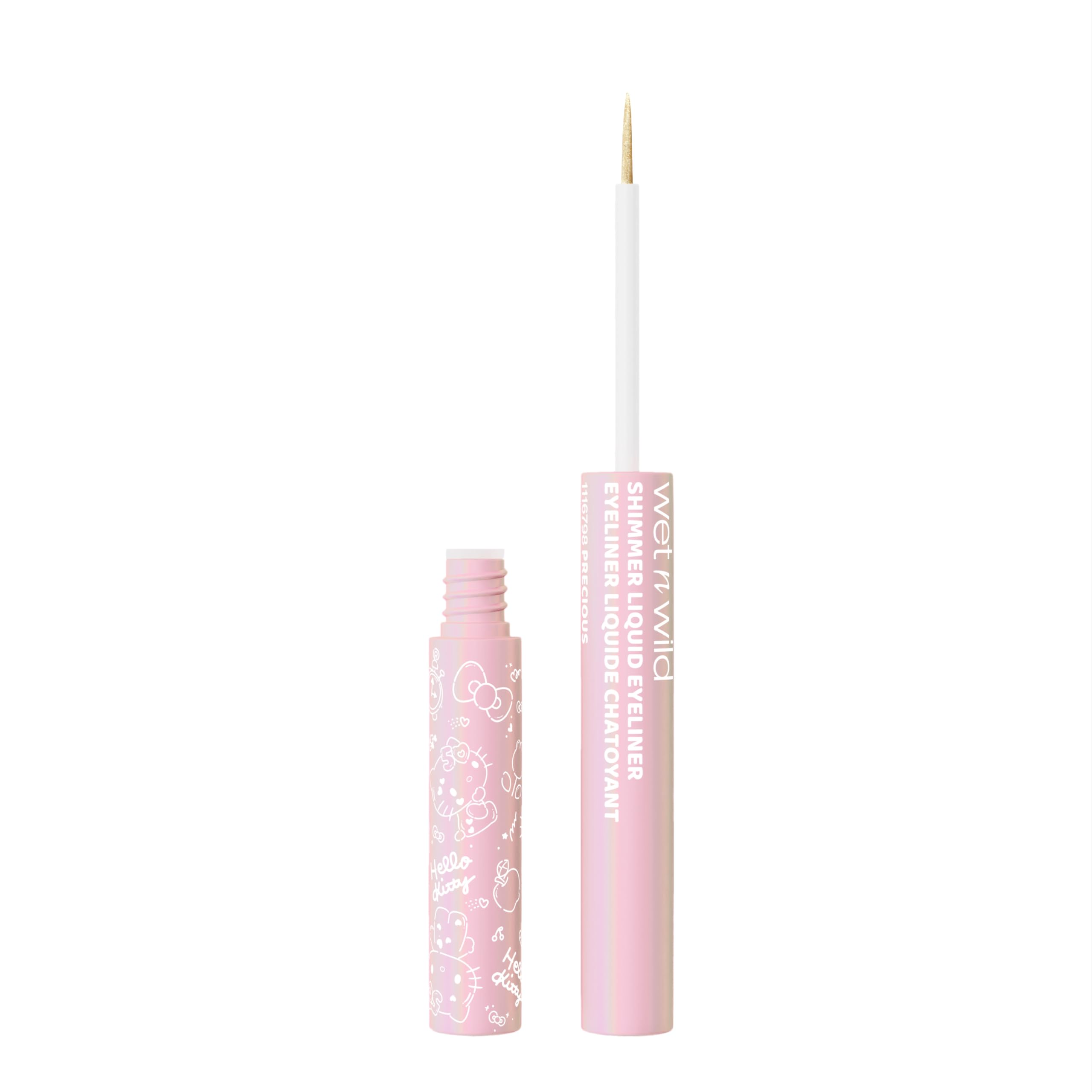 wet n wild Hello Kitty Shimmer Liquid Eyeliner, Richly Pigmented Iridescent Pearl Particles, Smooth & Easy Brush Application, Cruelty-Free & Vegan - Precious