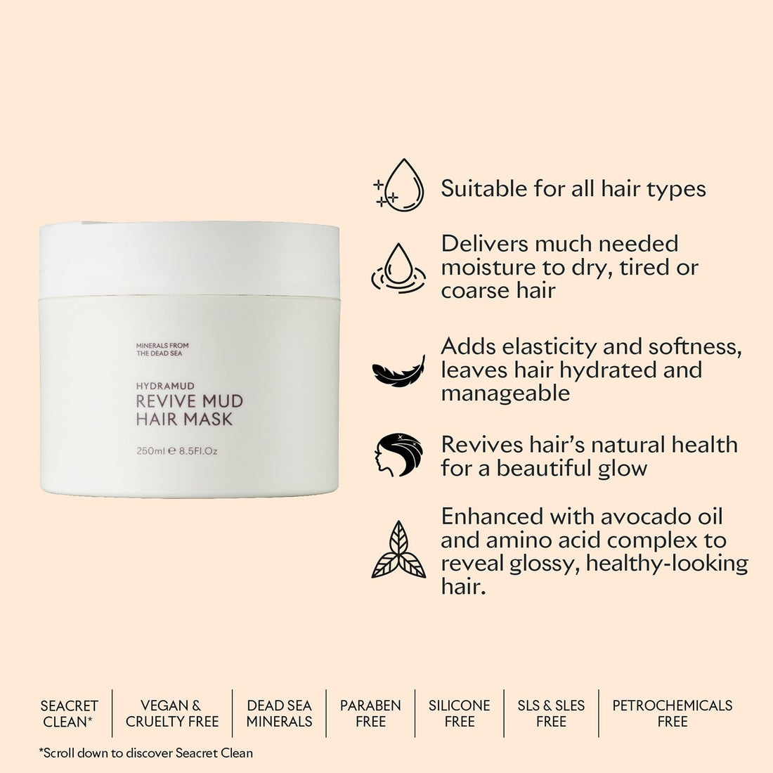 Seacret Mineral-Rich Reviving Mud Hair Mask 8.5 oz