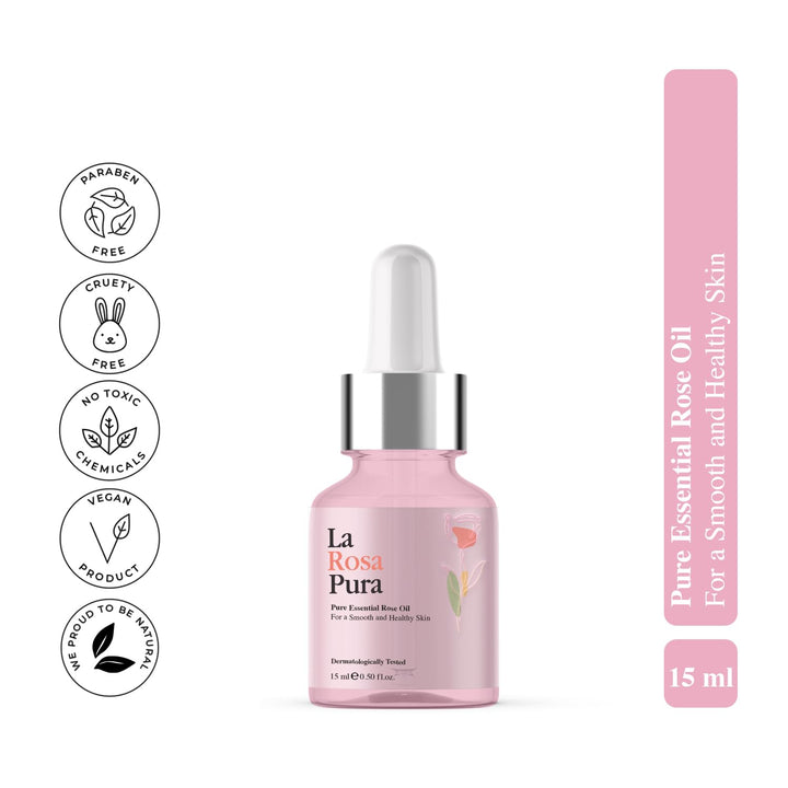 La Rosa Pura Pure Essential Rose Oil – 100% Organic, Anti-Aging for Face & Body – Reduces Fine Lines & Wrinkles, Natural Aromatherapy, 1oz