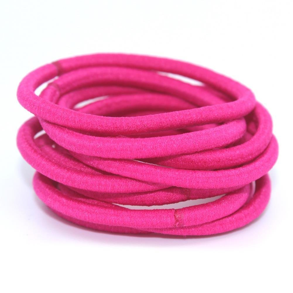 10 Pcs, Deep Pink: La Tartelette 4 Mm Elastic Bands Hair Ties Children Rubber Hair Headbands - 10 Pcs (Deep Pink)