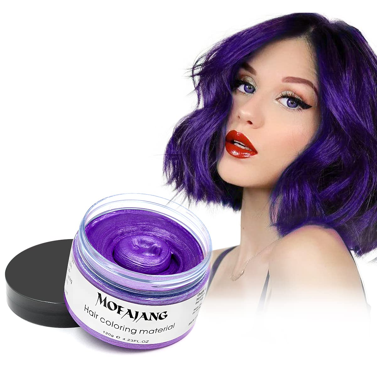 Purple Hair Coloring Dye Wax, Instant Hair Wax, Temporary Hairstyle Cream 4.23 oz, Hair Pomades, Natural Hairstyle Wax for Men and Women Party Cosplay (Purple)