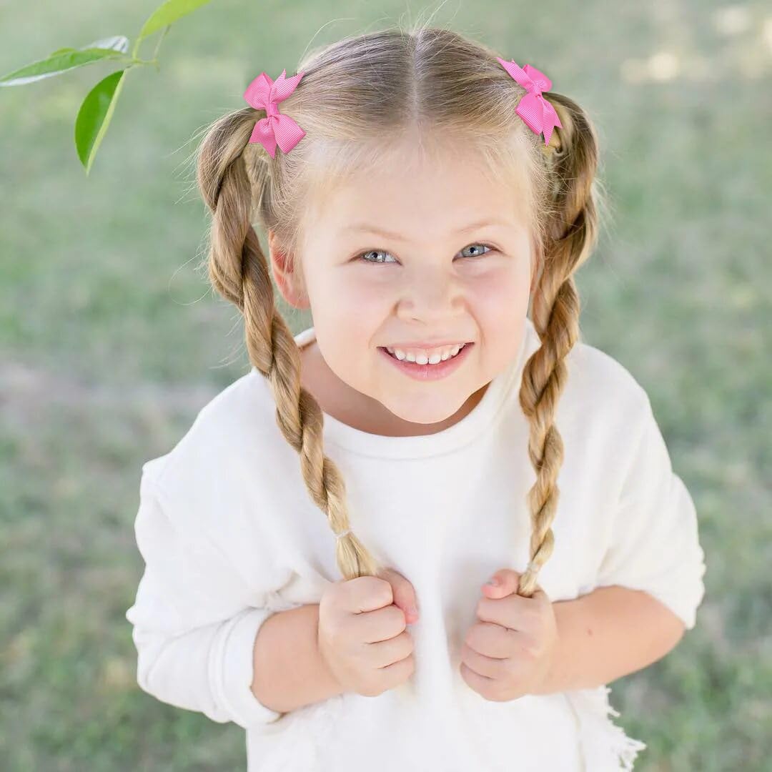 80PCS Baby Hair Ties With Bows 2Inch Hair Bows Elastic Rubber Bands Finger Hair Ties Ponytail Holders Hair Accessories for Baby Girls Newborn Infants Toddlers Multi-colored