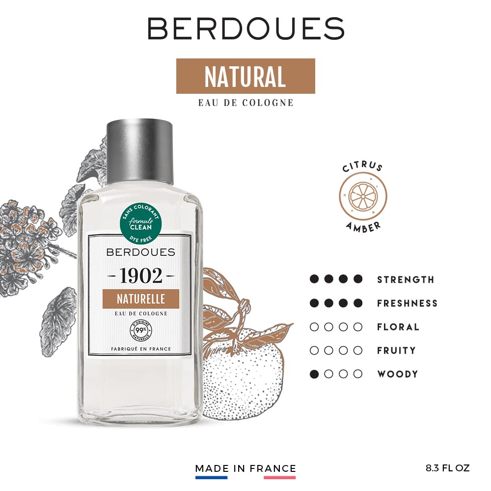 Berdoues 1902 Naturelle Eau De Cologne Tradition Splash 8.3 Oz / 245 Ml For Men, 16.96 Ounce