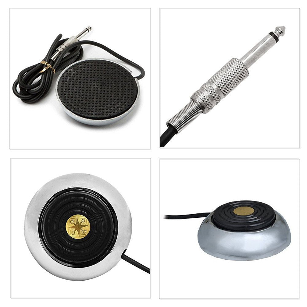 Tattoo Pedal Switch, BoChang Round Gem Pro Stainless Steel Tattoo Foot Pedal Switch 360 Degree Switch w/ 5 ft. Power Cord Controller for Tattoo Machine Power Supply, Tattoo Supplies, Tattoo Kits