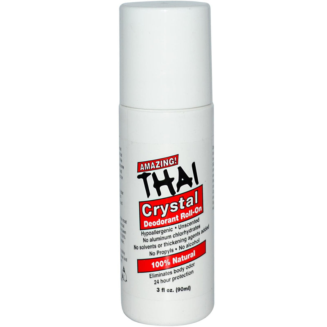 Thai Crystal Deodorant Stone All Natural Roll-On Deodorant For Body, Face and Feet -- Unscented, Aluminum Free & Organic With No Aluminum, Solvents, Parabens, Propyls, or Alcohol, 3 fl oz. (Pack of 2)