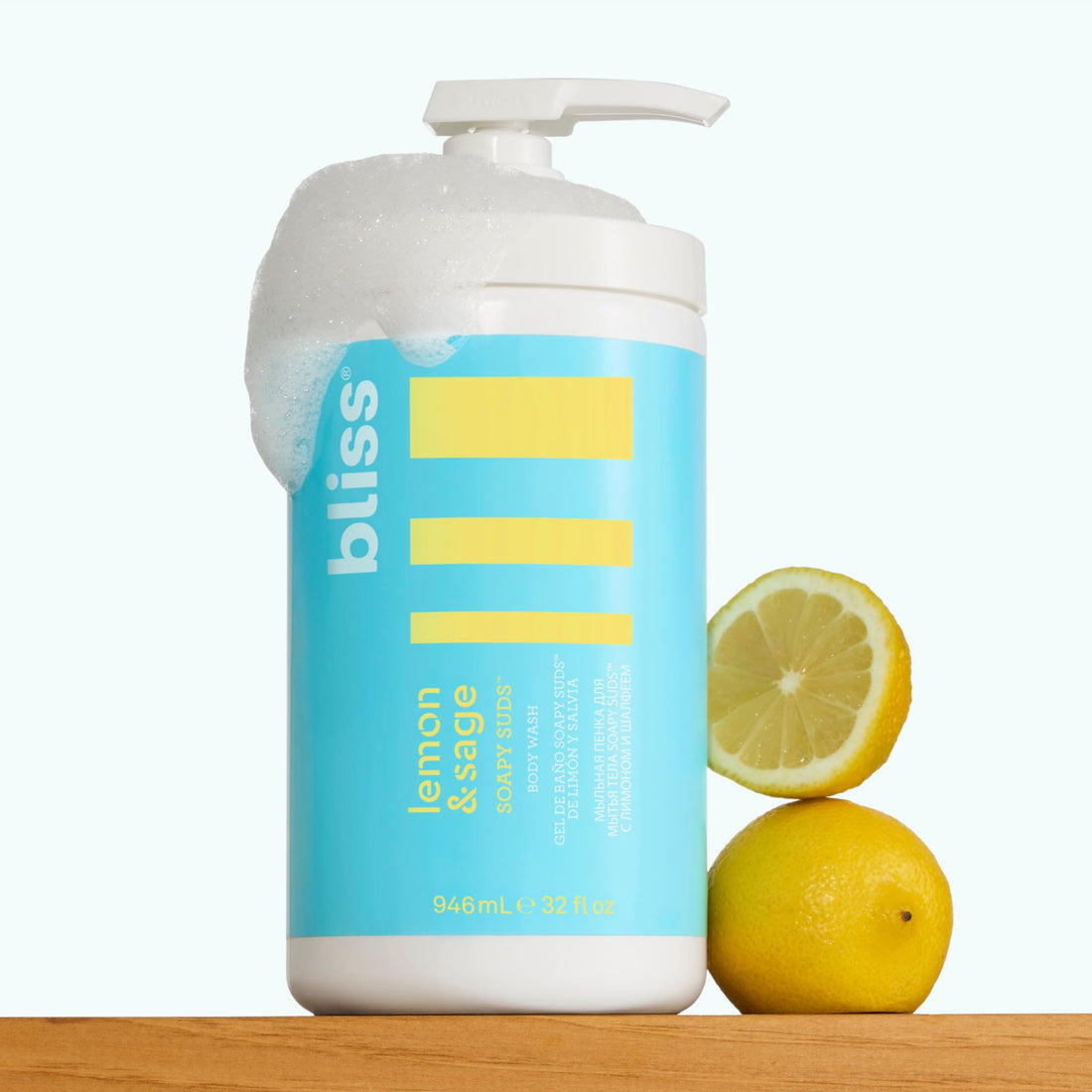 Bliss Soapy Suds Body Wash - Lemon and Sage - 32 Fl Oz - Gentle and Hydrating for Supremely Soft Skin - Paraben Free - Vegan & Cruelty Free