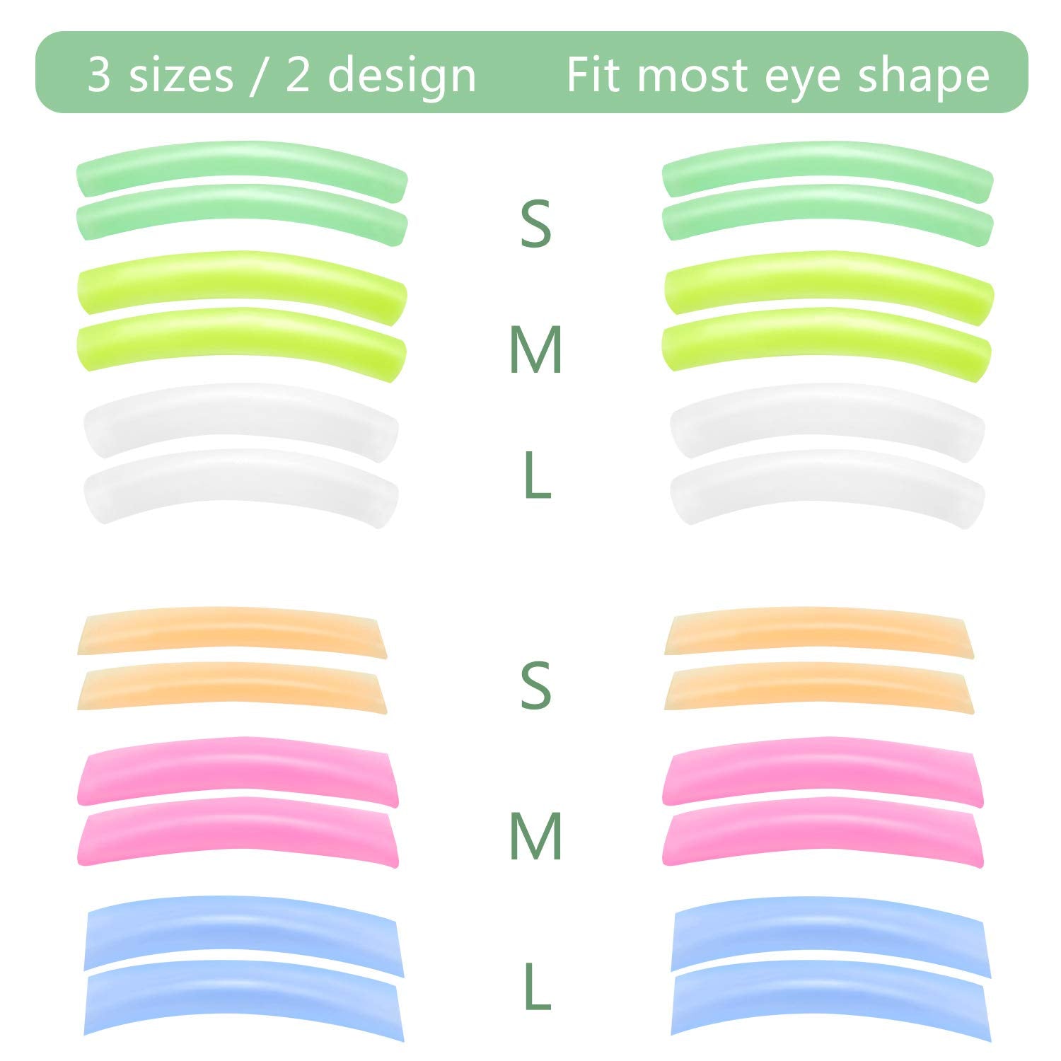 24 Pieces Eyelash Perming Pads Silicone Eyelash Perm Lift Pads Eyelash Curler Refills Pads for Eyelash Lifting, S, M, L