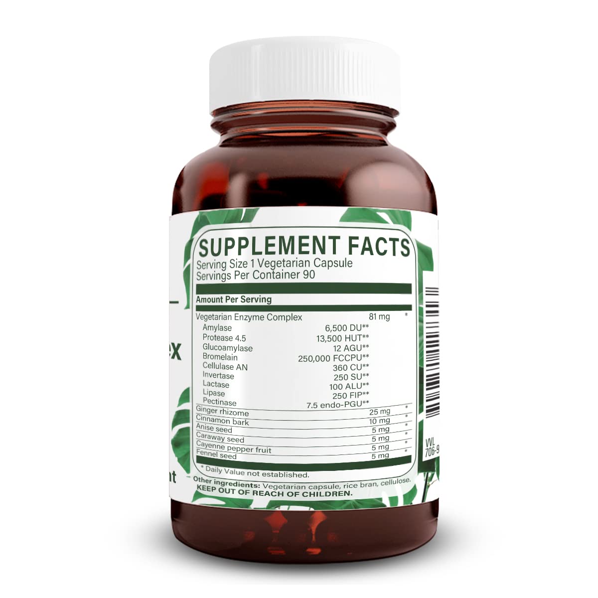 Natural Nutra Plant Based Digestive Enzyme Complex with Herbs, Better Digestion and Improve Nutritional Absorption, Provides Natural Gas Comfort, Helps Prevent Bloating, 90 Vegan Capsules