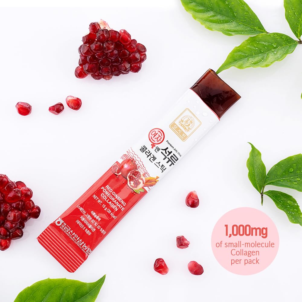 Korean Beauty Baekje Geumsan Women's Pomegranate Collagen Jelly Stick 5.1oz / 30 Count (5 Pack)