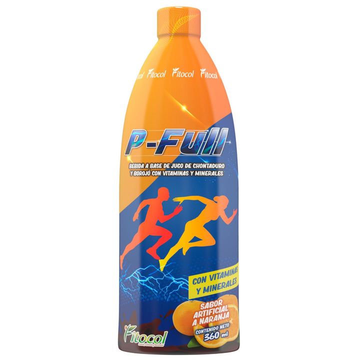 FITOCOL P-Full, Liquid Multivitamins for Women and Men, Mineral and Vitamin Drink with Chontaduro y Borojo, Liquid Vitamins with Orange Flavor, 360ml