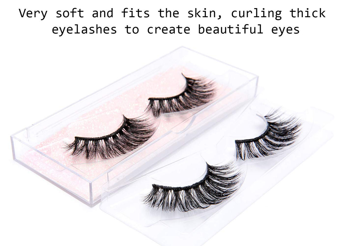 DYSILK Lashes False Eyelashes - Mink Lashes 5 Pairs 6D Faux Eyelash - Wispy Eyelashes Fluffy Strip Lashes Fake Eyelashes Reusable Lash Extension Kit | 15.5mm