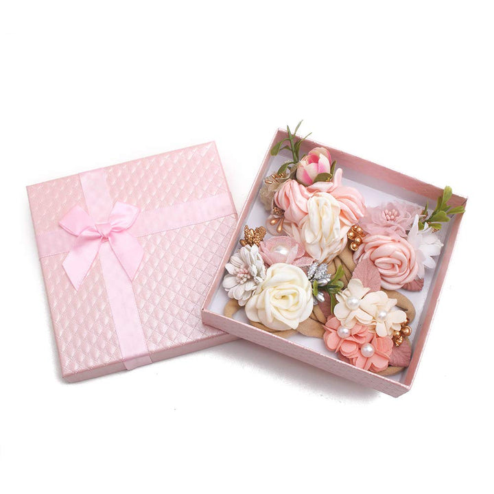 cherrboll 4pcs Baby Girl Headbands Flowers, Super Soft & Stretchy Nylon Floral Hairbands for Newborn Toddler