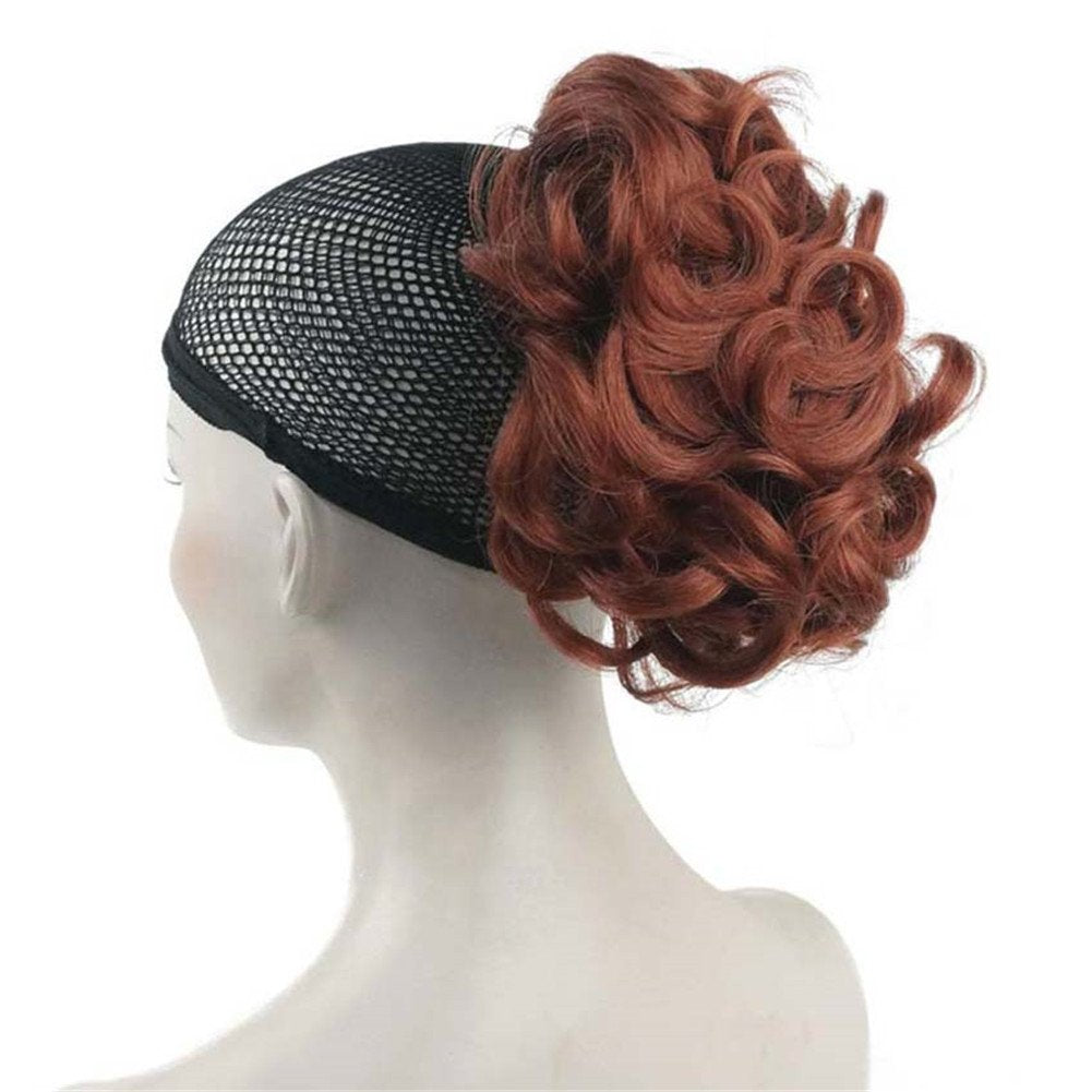 Aimole 6 Short Curly Synthetic Ponytail Clip in Claw Extensions 80g with a jaw/claw clip(130-Fox Red)