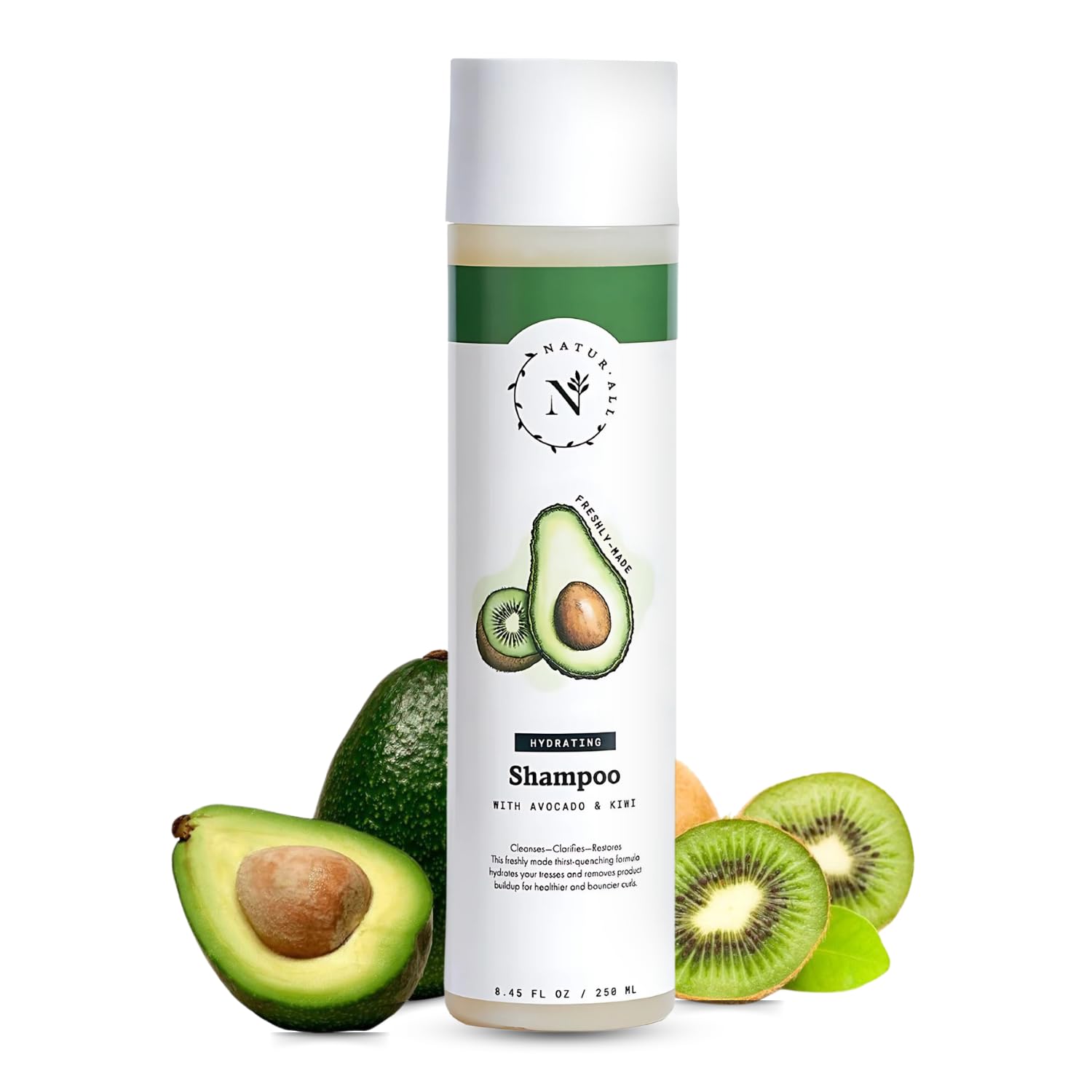 NaturAll Cleansing Sulfate-Free Avocado Shampoo | All Natural, Silicone-Free, Paraben-Free, Cruelty-Free | For Dry, Curly, Coily, or Frizzy Hair | 8 oz