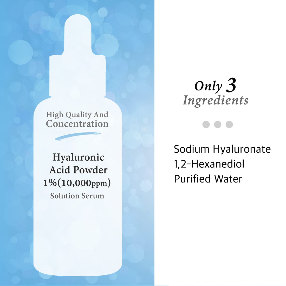 Pure Hyaluronic Acid 1% Serum 10,000ppm - Hydrating Face Serum for Fine Lines - Intense Moisture Facial Serum for Visibly Plumped Skin, 2 Fl Oz (60ml)