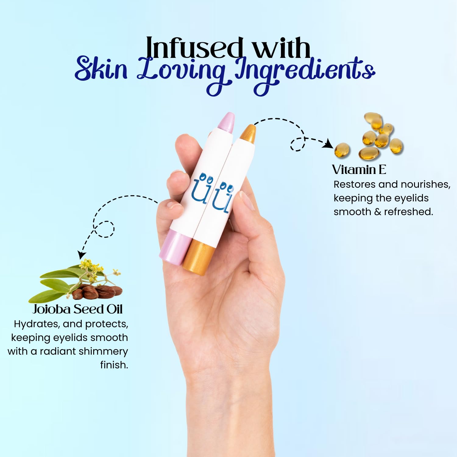 M2U NYC Ultra Creamy Eye Shadow Stick – (Champagne) Shimmer Cream Eyeshadow Pencil Crayon - Moisturizing Eye Brightener Stick & Highlighter – Long Lasting, Smudge Proof, Buildable Lightweight Formula