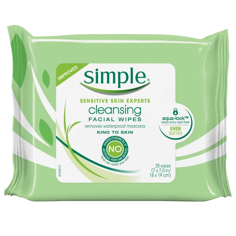 Pack of 2 : Simple Cleansing Facial Wipes 25 Each (Pack of 2)
