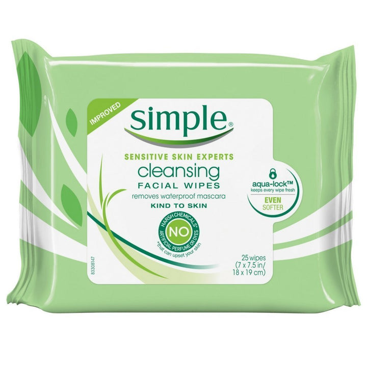 Pack of 2 : Simple Cleansing Facial Wipes 25 Each (Pack of 2)