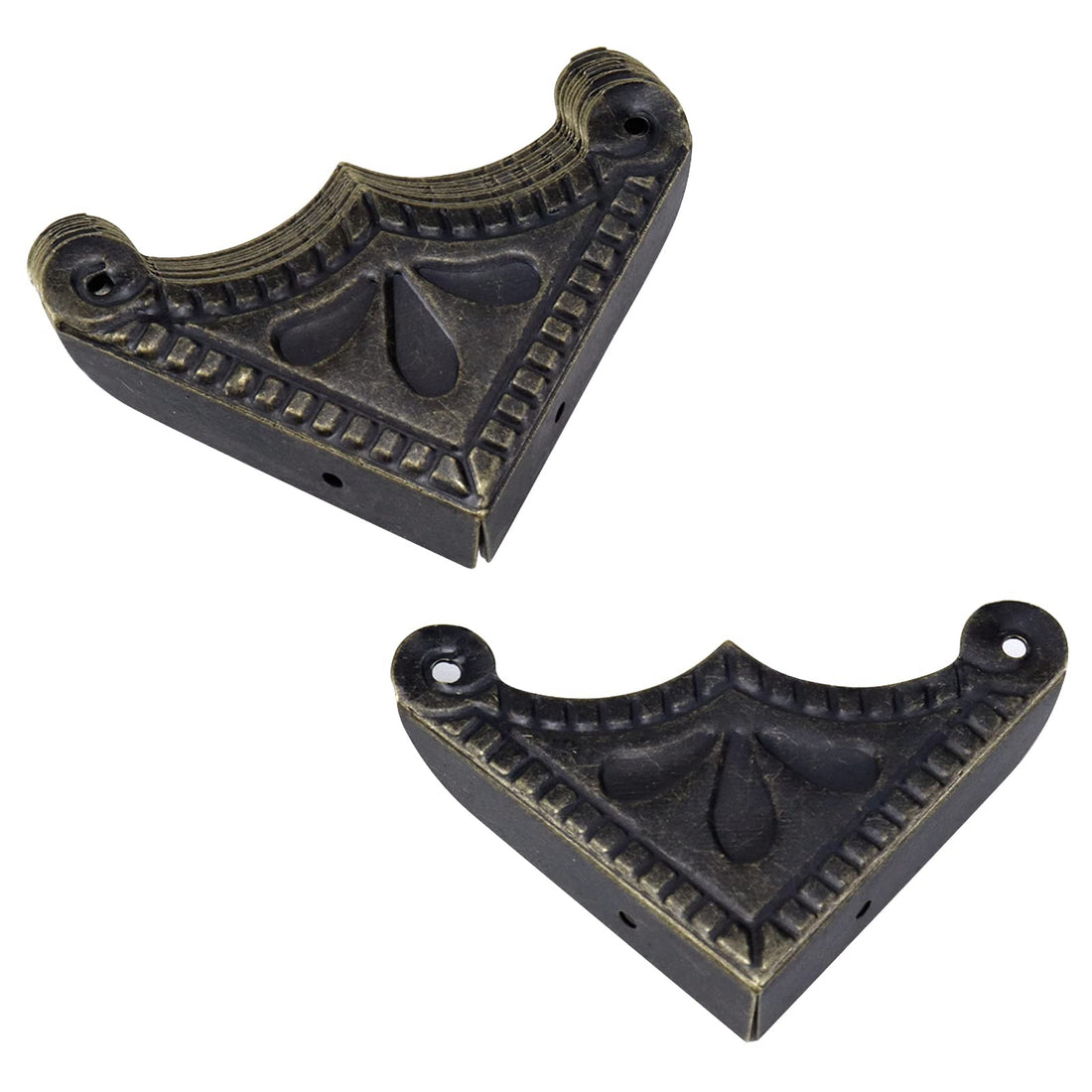Antrader 12Pcs Metal Box Corner Guard Protector Safety Bumpers Decorative Furniture Edge Covers with Screws Bronze Tone 1.5 x 1.5