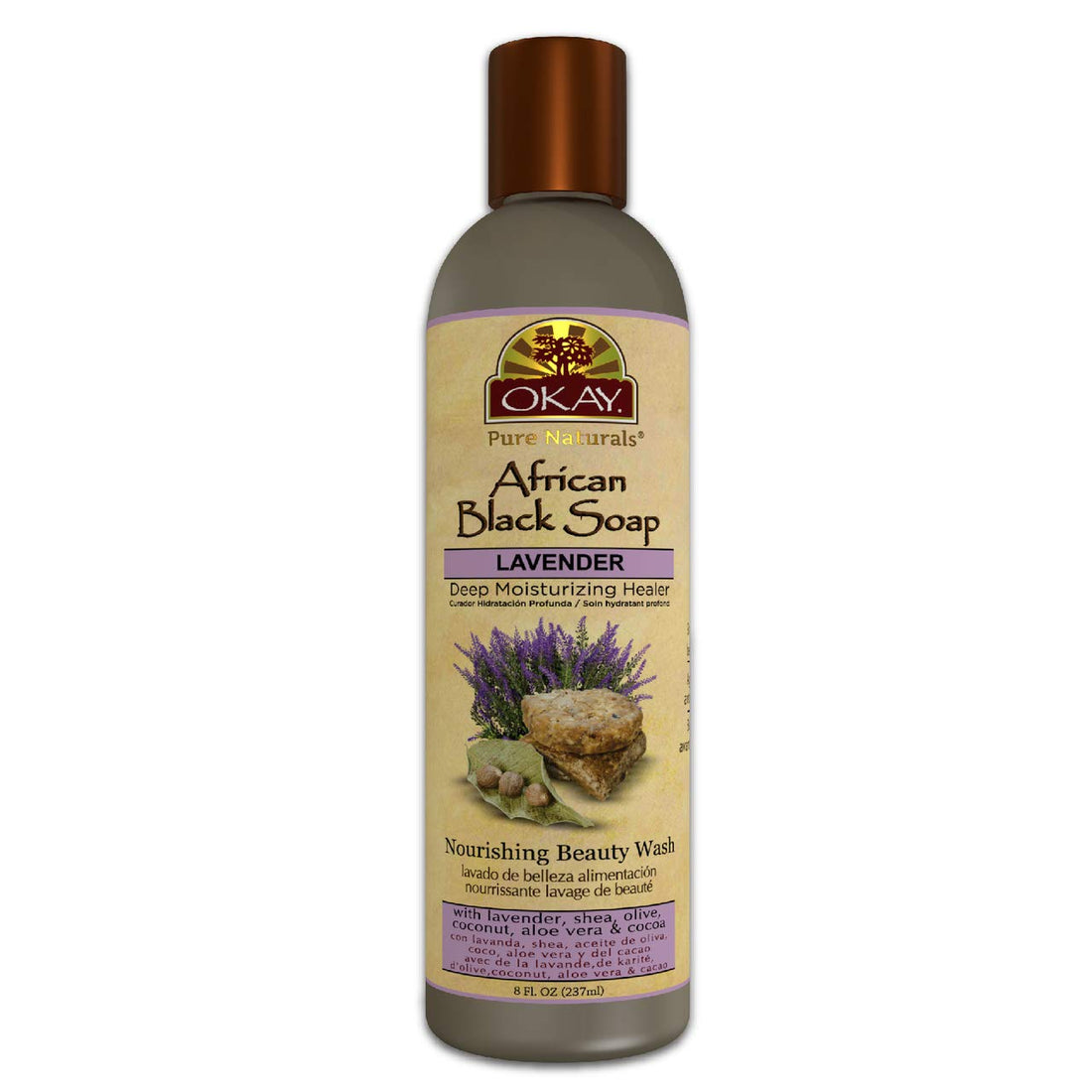 OKAY African Black Soap Liquid, Lavender, 8 Fluid Ounce