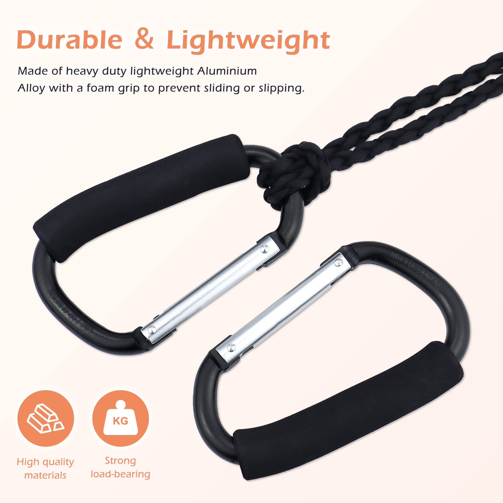 JIALEEY Grocery Bag Shopping Bag Holder Handle Carrier Tool Multi Purpose Snap Hook Stroller Hook Set Organizer Accessories with Soft Foam Grip for Hanging, Pack of 2, Black