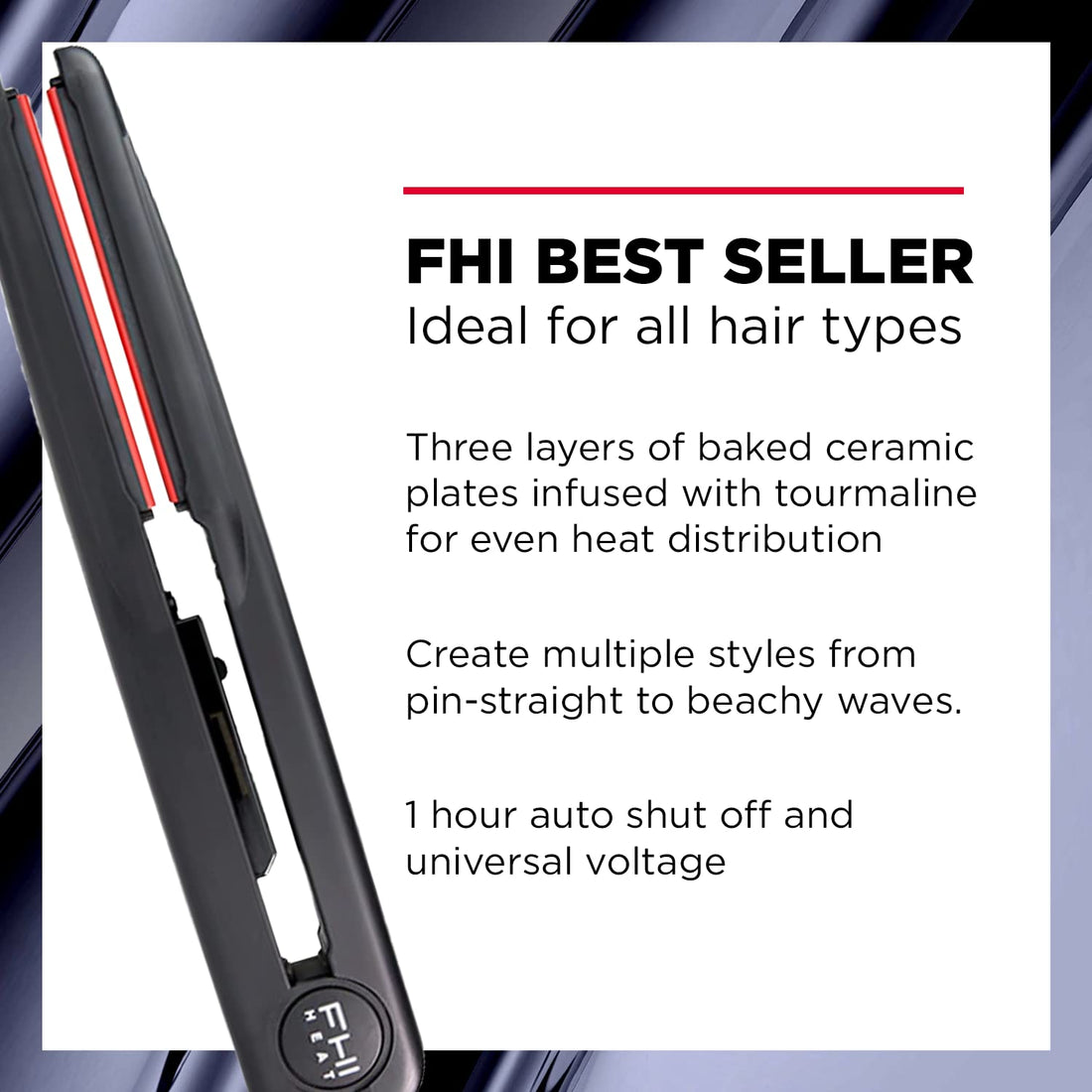 FHI Heat Platform Tourmaline Ceramic Pro Styler, Black, 1 1/4 Inch