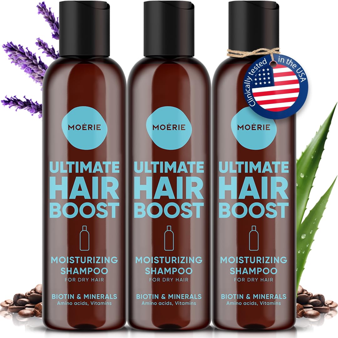 Moerie Ultimate Hair Growth Shampoo – For Longer, Thicker, Fuller Hair - Vegan Friendly Volumizing Hair Products – Paraben & Silicone Free – All Hair Types – Reverse Hair Loss – Moisturizing, 3 pack