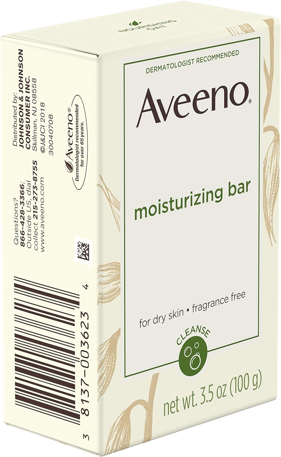 Aveeno Aveeno Moisturizing Bar with Natural Colloidal Oatmeal for Dry Skin, Fragrance Free, 3 Oz (2 Pack)