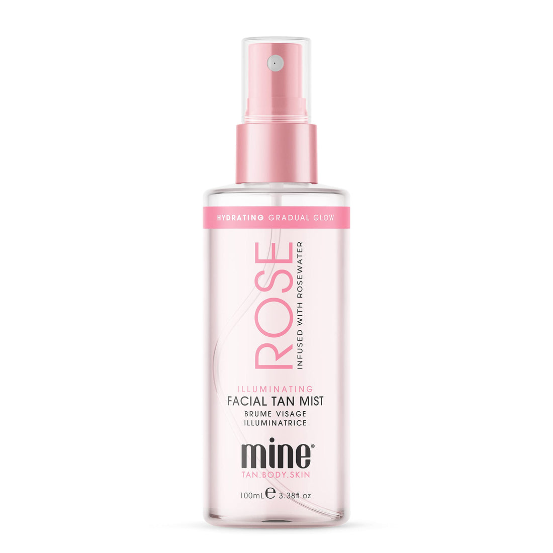 MINETAN BODY.SKIN Rose Illuminating Facial Gradual Tan Mist - Hydrating Face Tanner With Soothing Rosewater, Luminous Golden Skin Finish, Vegan, 3.38 Fl oz