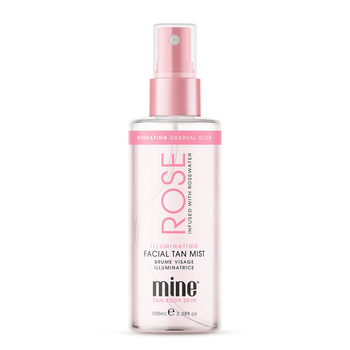 MINETAN BODY.SKIN Rose Illuminating Facial Gradual Tan Mist - Hydrating Face Tanner With Soothing Rosewater, Luminous Golden Skin Finish, Vegan, 3.38 Fl oz