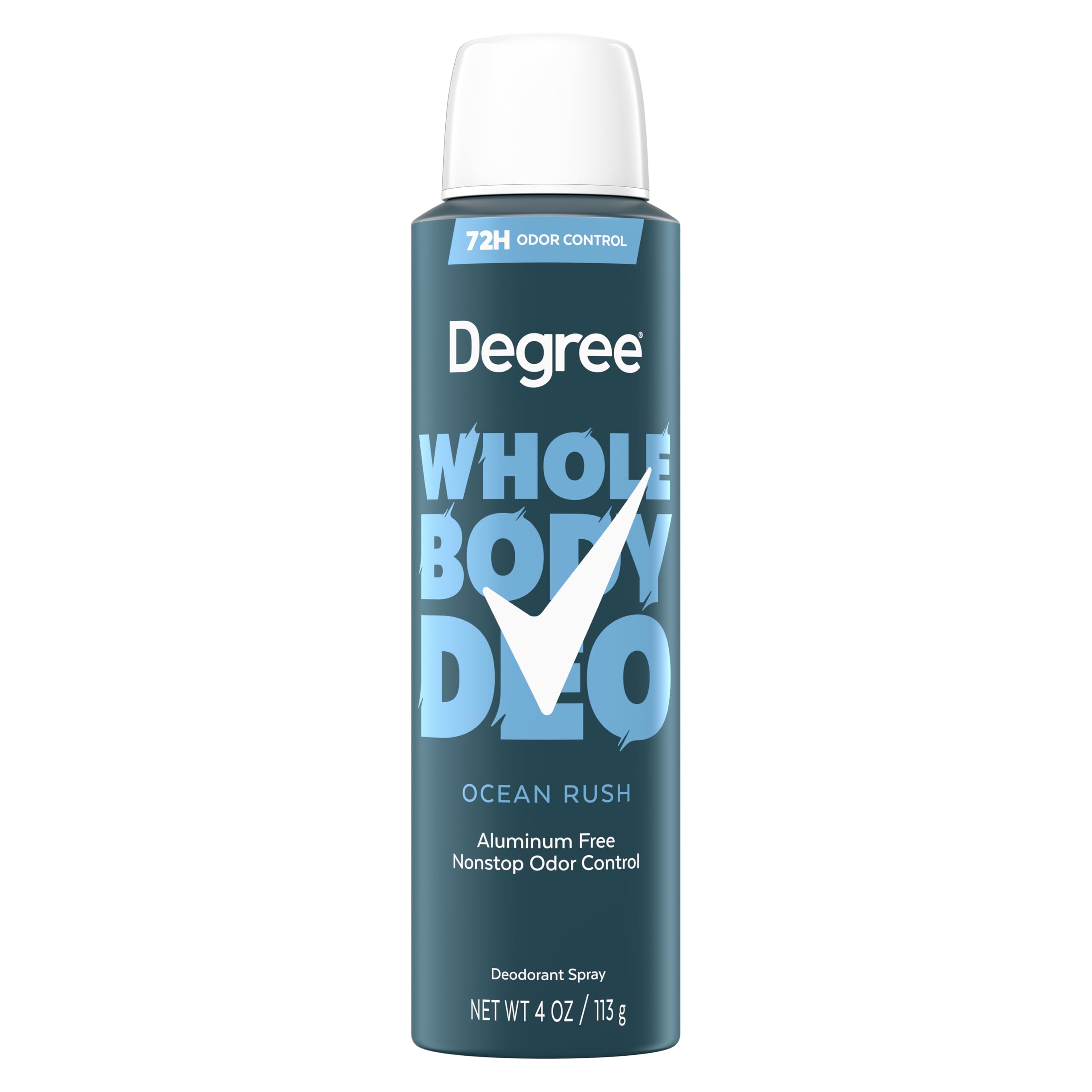 Degree Men Whole Body Deodorant Spray for Men, Ocean Rush Scent, Aluminum Free 72H Odor Protection 4 oz