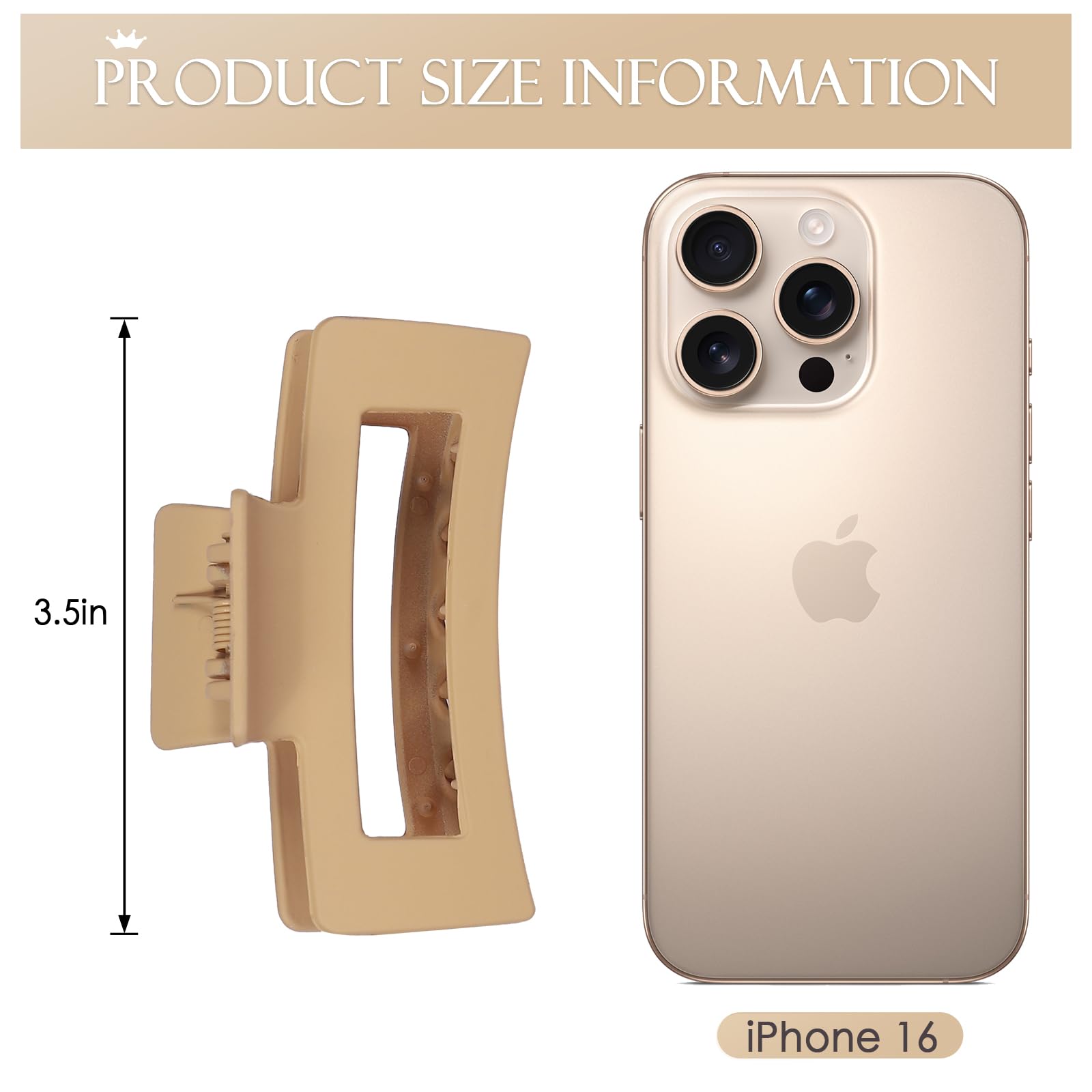 12 Pcs Hair Claw Clips 3.5 Inch Non-slip Square Matte Claws for Women, Strong Hold Banana Clip for Thick Thin Hair,Multi-color