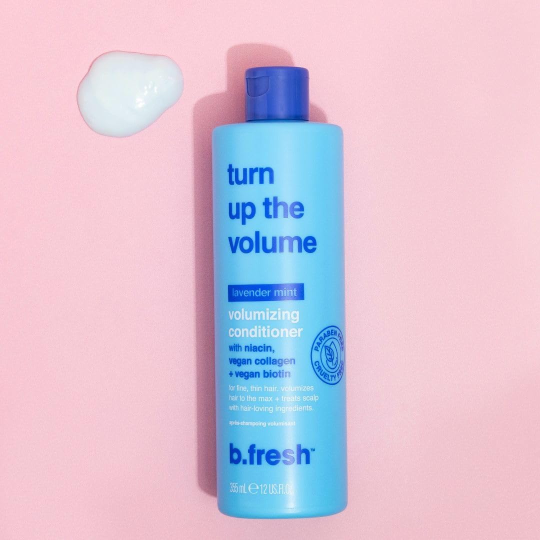 b.fresh Volumizing Conditioner | Turn Up The Volume - Add Volume to Fine, Thin Hair Types, Packed with Niacin, Plant Proteins, and Biotin for Growth, 12 Fl Oz