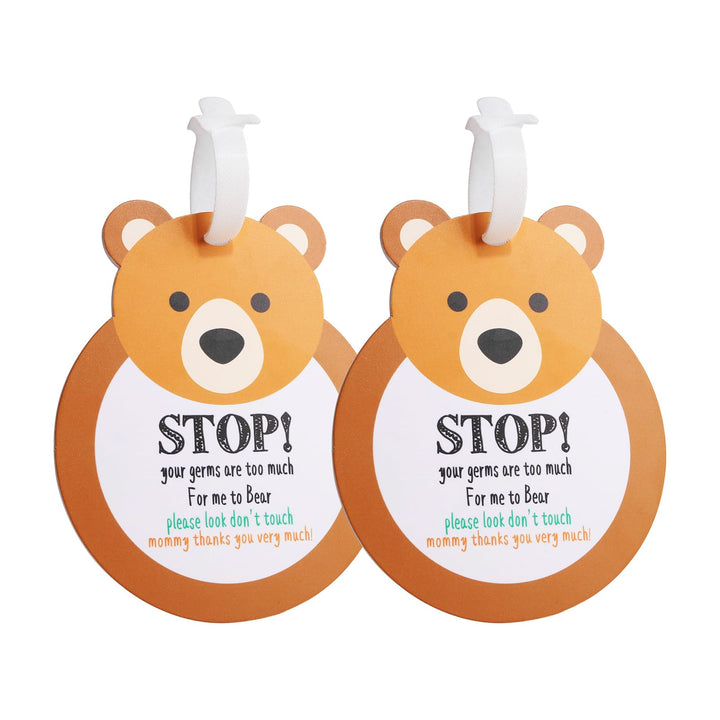 Bear Don't Touch Baby Sign Tag Stop Please Look Baby Car Seat Tag No Touching for Car Seat Cover Basket Tag Stroller Tag Carrycot Basket Tag Baby Warning Tips with Hanging Straps