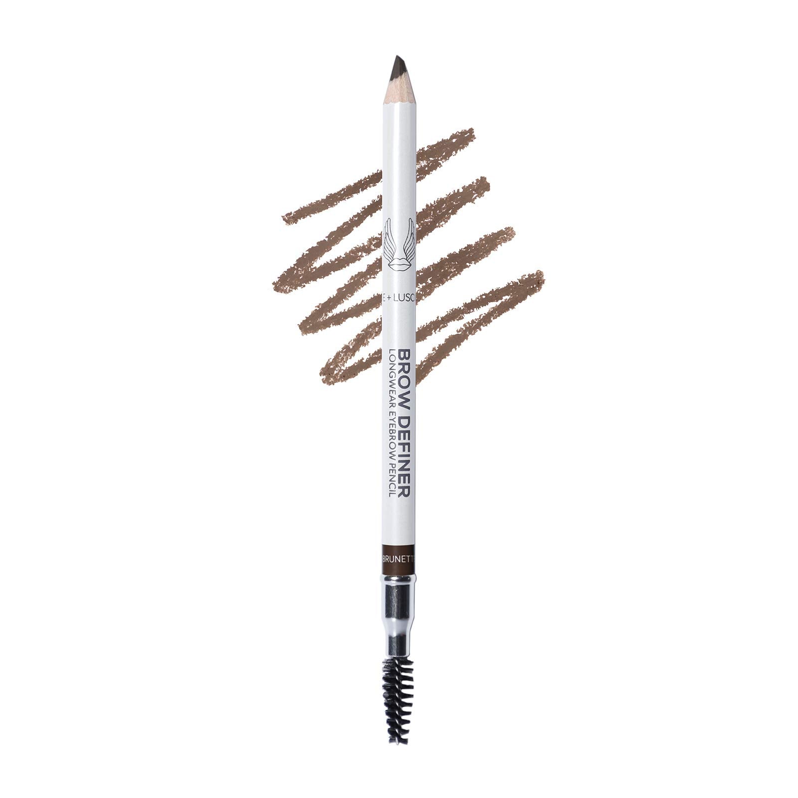 Brow Luxe Definer Pencil by Luscious Cosmetics. Sweat-Proof Eyebrow Pencil. Vegan and Cruelty Free. (Brunette)
