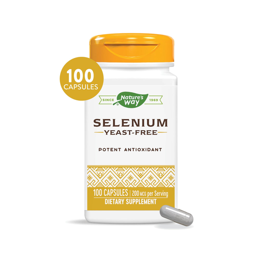 Nature's Way Selenium - 200 mcg per serving - L-Selenomethionine - Potent Antioxidant - Essential Mineral Supplement - Gluten Free - 100 Capsules