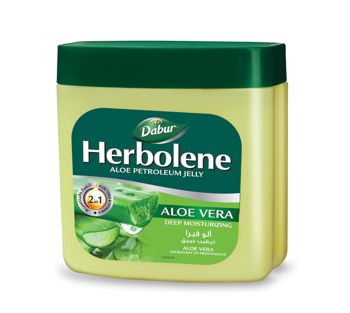 Dabur Herbolene Aloe Vera Gel Petroleum Jelly - Enhanced with Vitamin E for Deep & Intensive Skin Moisturization - Gentle on Sensitive Skin - Nourishing Bliss & Lasting Hydration - 425 ML (Pack of 1)