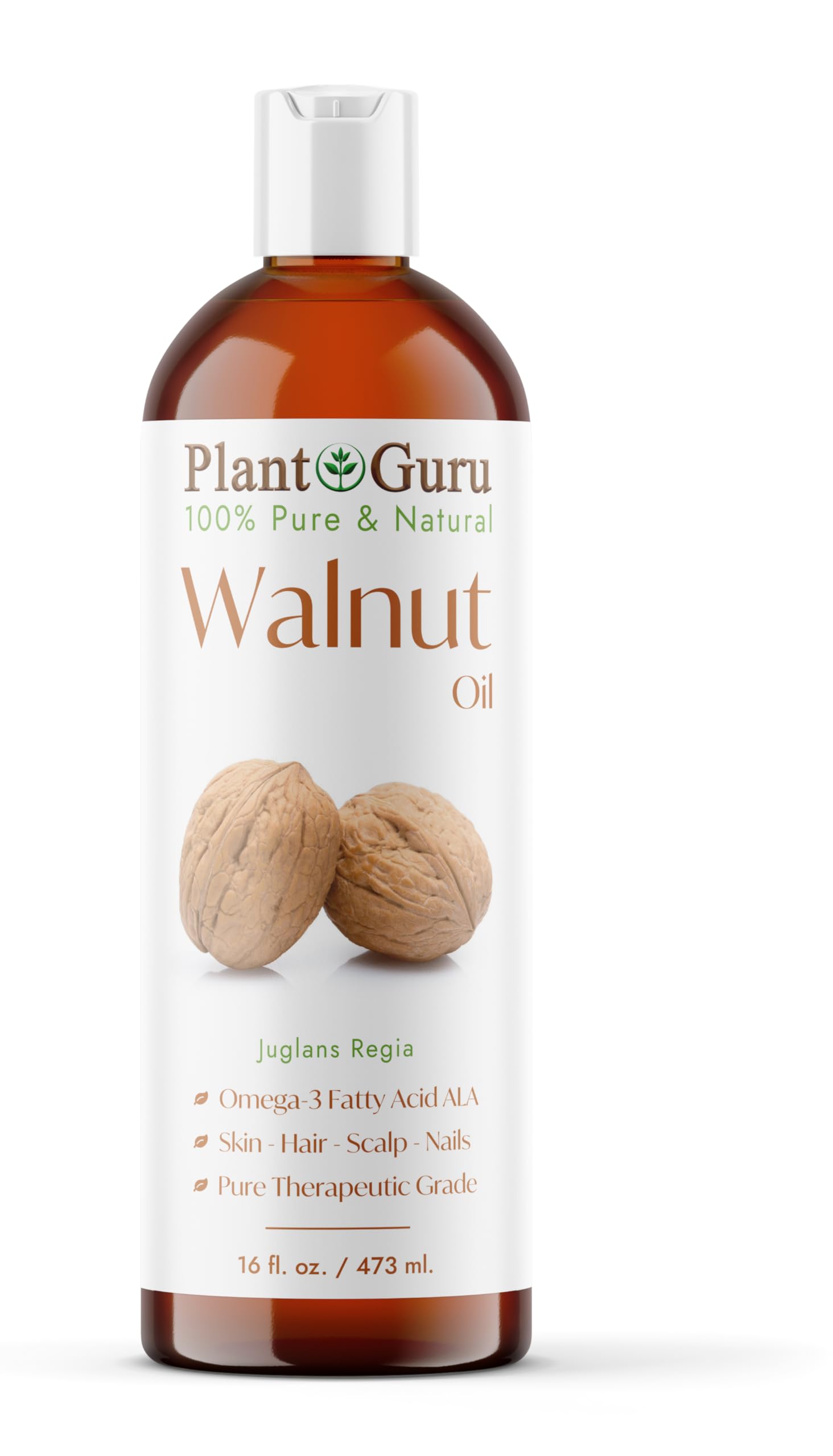 Walnut Oil 16 oz - Cold Pressed 100% Pure Natural - Skin, Body, Face, and Hair Growth Moisturizer. Great For Creams, Lotions, Lip balm and Soap Making.
