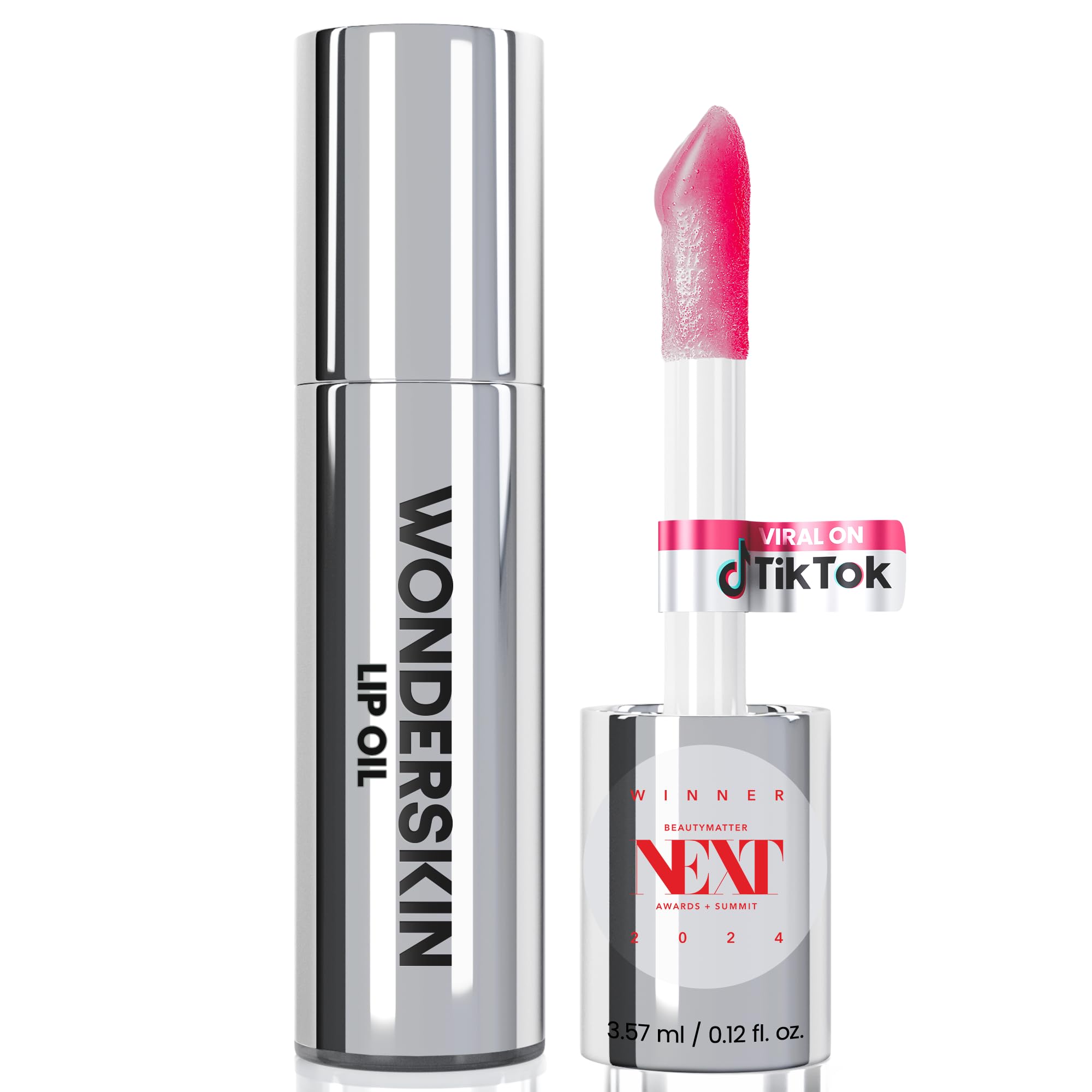 Wonderskin Lip Oil Rehab Serum - Color Changing Lip Oil from Clear to Pink - PH-activated, Non-sticky & Hydrating Tinted Serum for Dry Lips (Kissed)