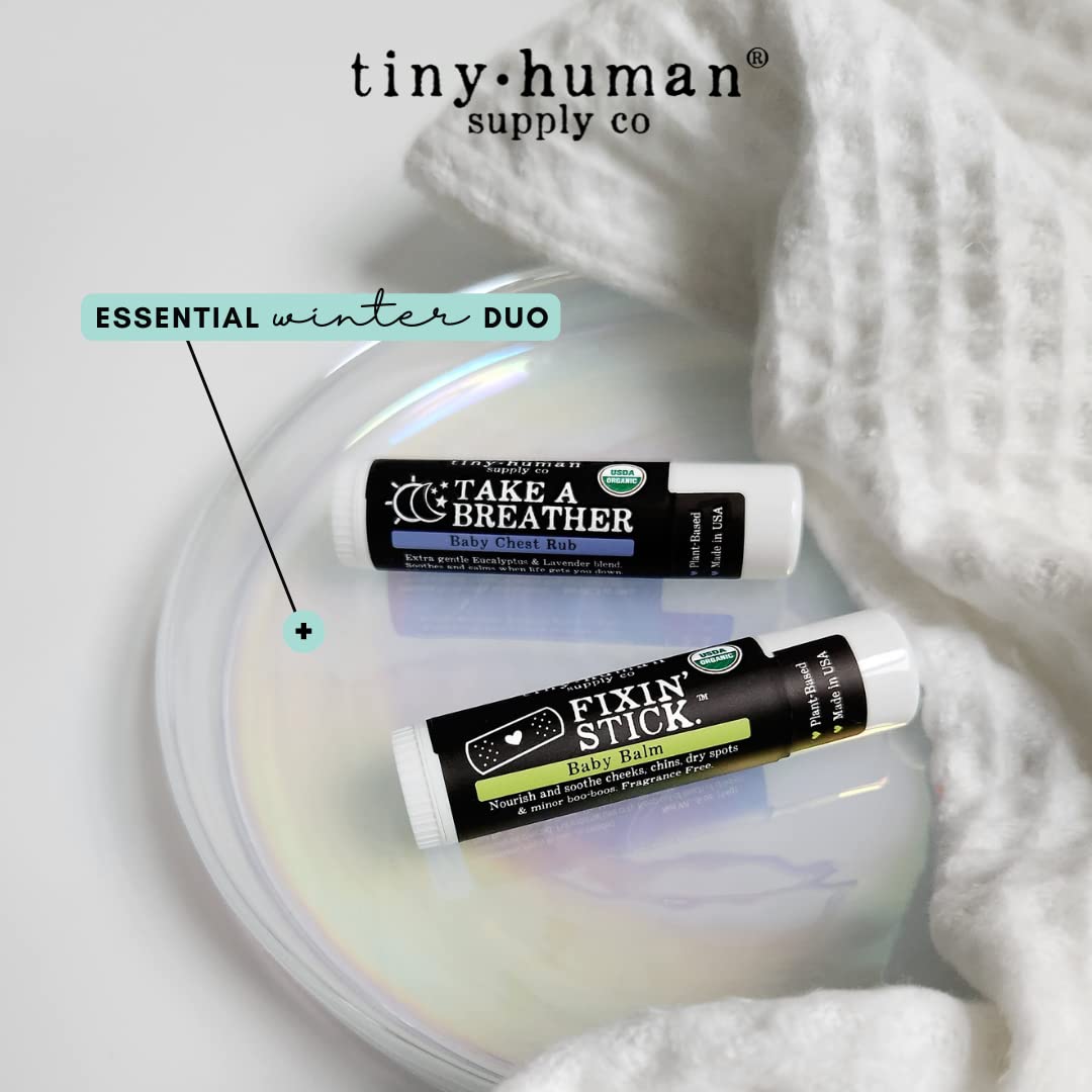 Fixin' Stick Organic Baby Balm 0.5oz, 1-pack for Baby's Red Cheeks, Drooly Chins, Drippy Noses and Dry Skin. No Artificial Dyes, Fragrances or Petrolatum. Cruelty Free. Made in USA.