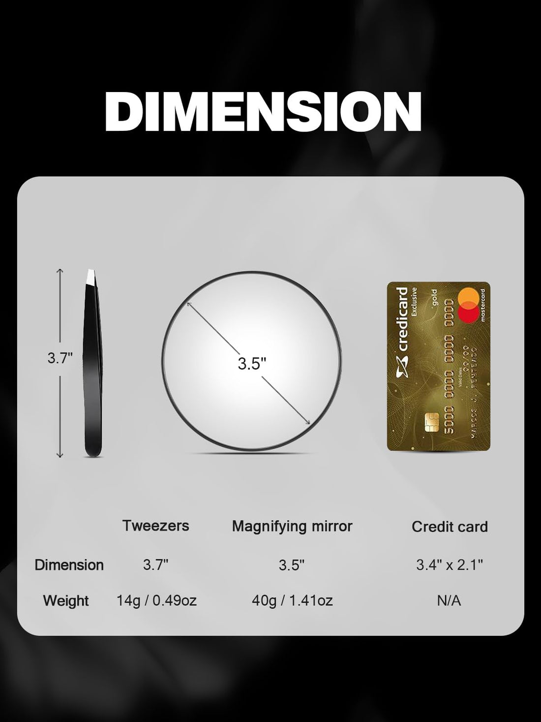 Macaki 20X/30X/40X Magnifying Mirror with Suction Cups and Tweezers Set, 3.5 inches Travel Magnified Makeup Mirror, Black, 3PCS