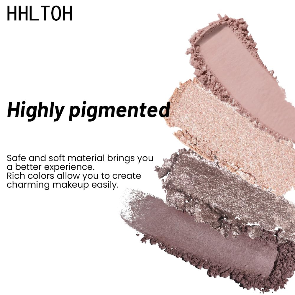 Eyeshadow Quads Brown Matte & Shimmer Makeup Palette, Eyeshadows for Older Women, Hazel Champagne Nude Taupe, High Pigment Long-Lasting Waterproof, Perfect Eye Makeup for EveryDay with Built-In Mirror