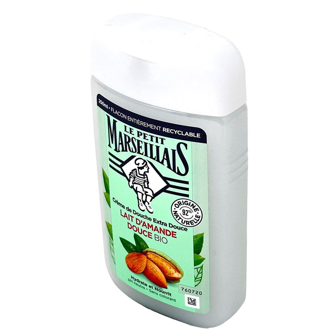 Le Petit Marseillais 1 Bottle of Body Wash Your Choice, French Shower Cream 6 Varieties 250ml (8.4oz) (Lait d'Amande Douce (Sweet Almond Milk))