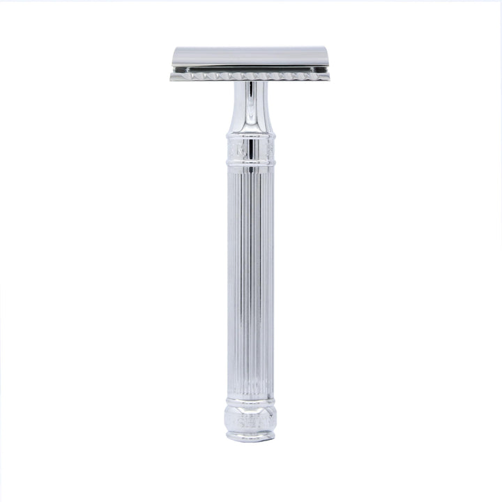 Edwin Jagger Chrome Lined Double Edge Razor - Long Handle