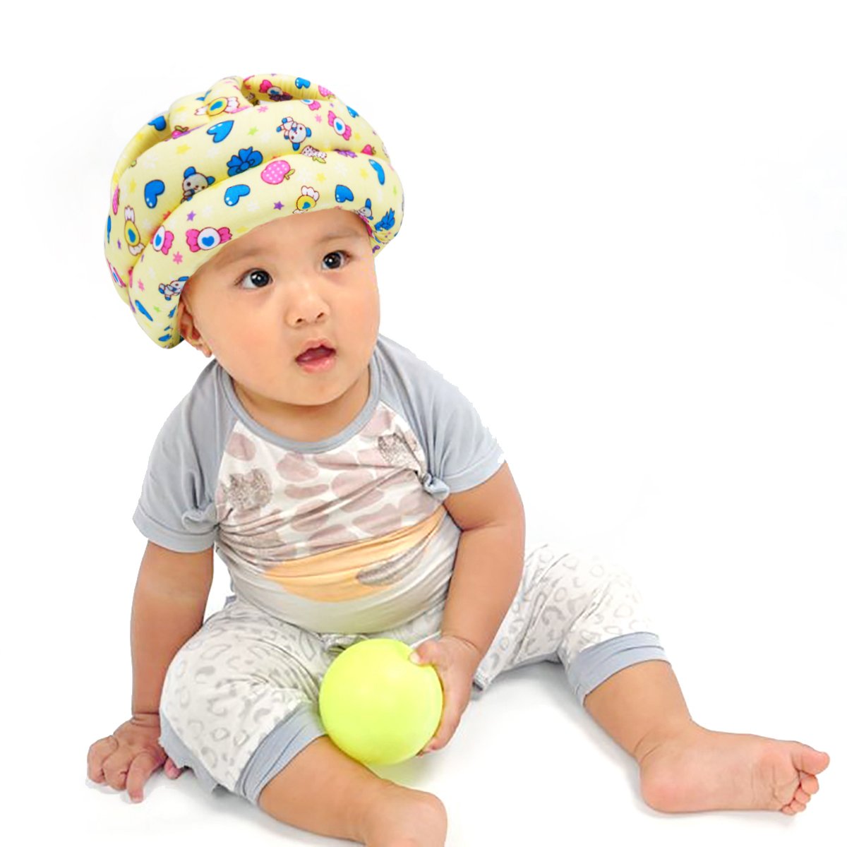 FLYPARTY Adjustable Infant Baby Toddler Protective Hat Helmet Safety Cap (Yellow Sweets)